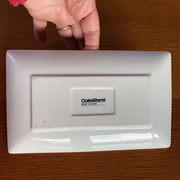 Crate & Barrel BOCK/BACH Beer Style Rectangular Snack Plate White Porcelain - Picture 3 of 4